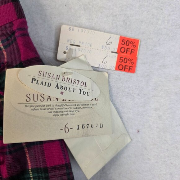 Susan Bristol Size 6 Tartan Plaid Kilt Skirt Pink Green 1980s Vintage Deadstock - Picture 4 of 10